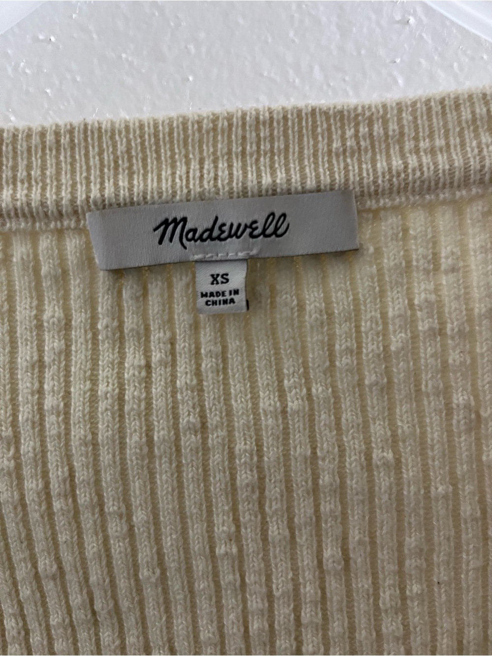 Madewell Ivory Ribbed Scoop-Neck Button Cardigan - Picture 3 of 6